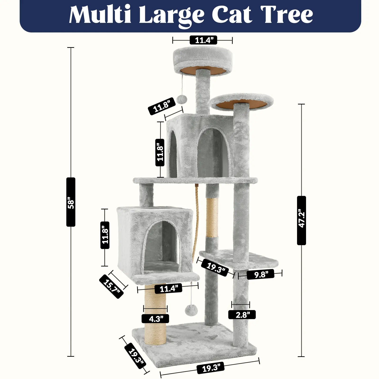 Wecharmer Indoor Cat Tree Tower with Green Leaves, Cozy Plush Cat Condo and Scratching Posts, Includes Hanging Ball, Summerwins