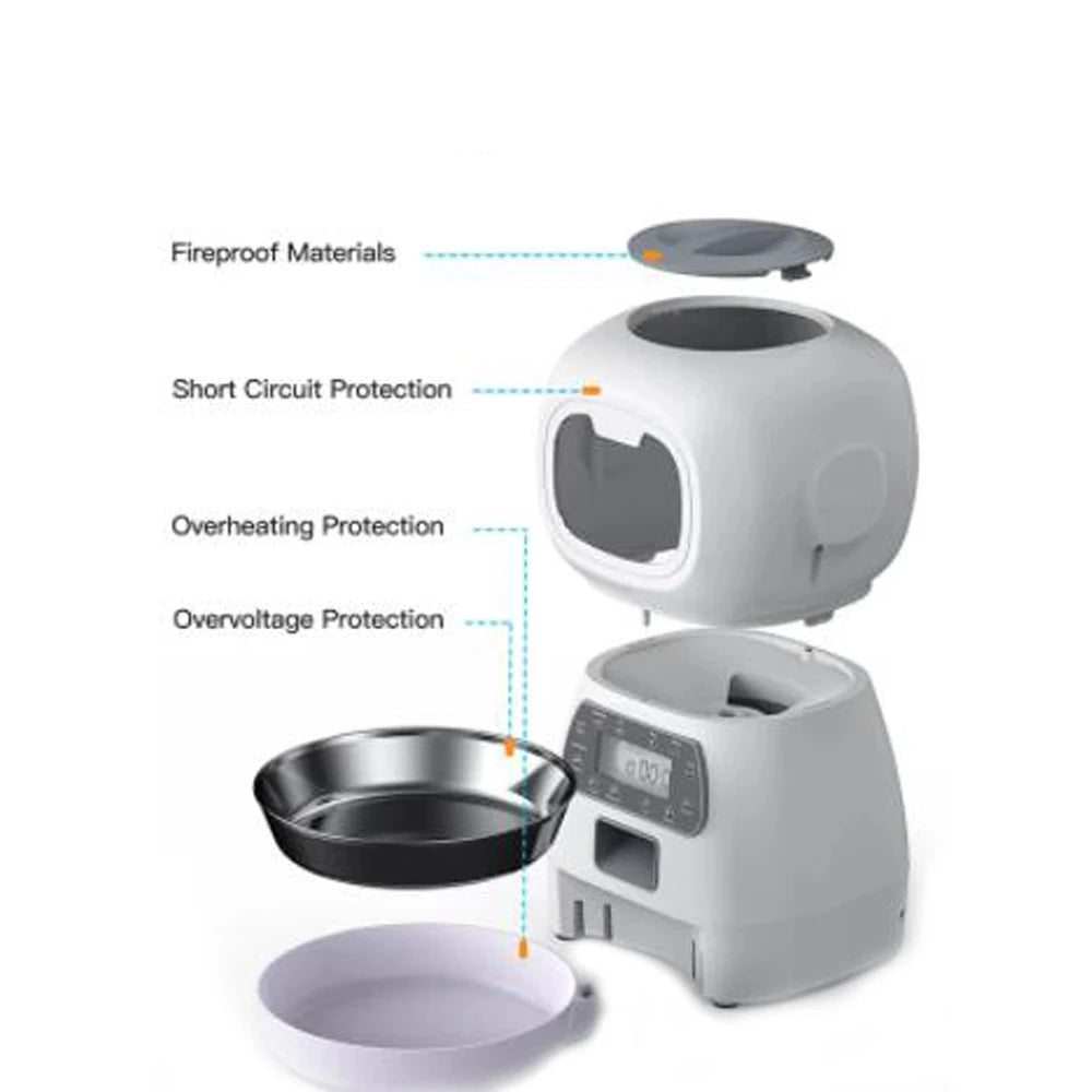 Automatic Smart Pet Feeder - Travel-Friendly Slow Feeder Dispenser for Cats and Dogs with Timed Portions