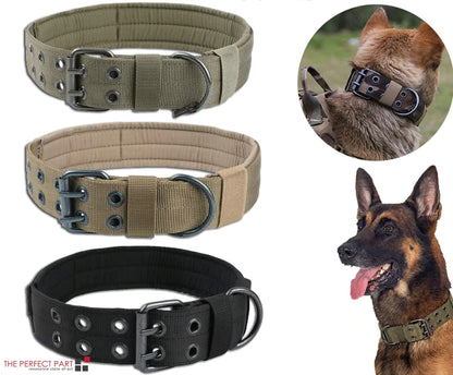 Heavy Duty 2" Wide Tactical Nylon Dog Collar for Large Breeds - K9 Military Style with Metal Buckle