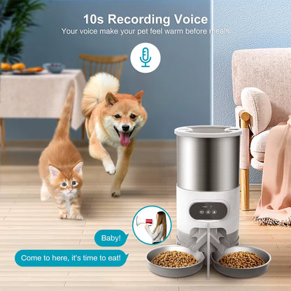 Smart Automatic Pet Feeder with Tuya WIFI - 3L & 4.5L Double Meal Dispenser for Dogs and Cats, Auto Recording & Timed Feeding Bowl