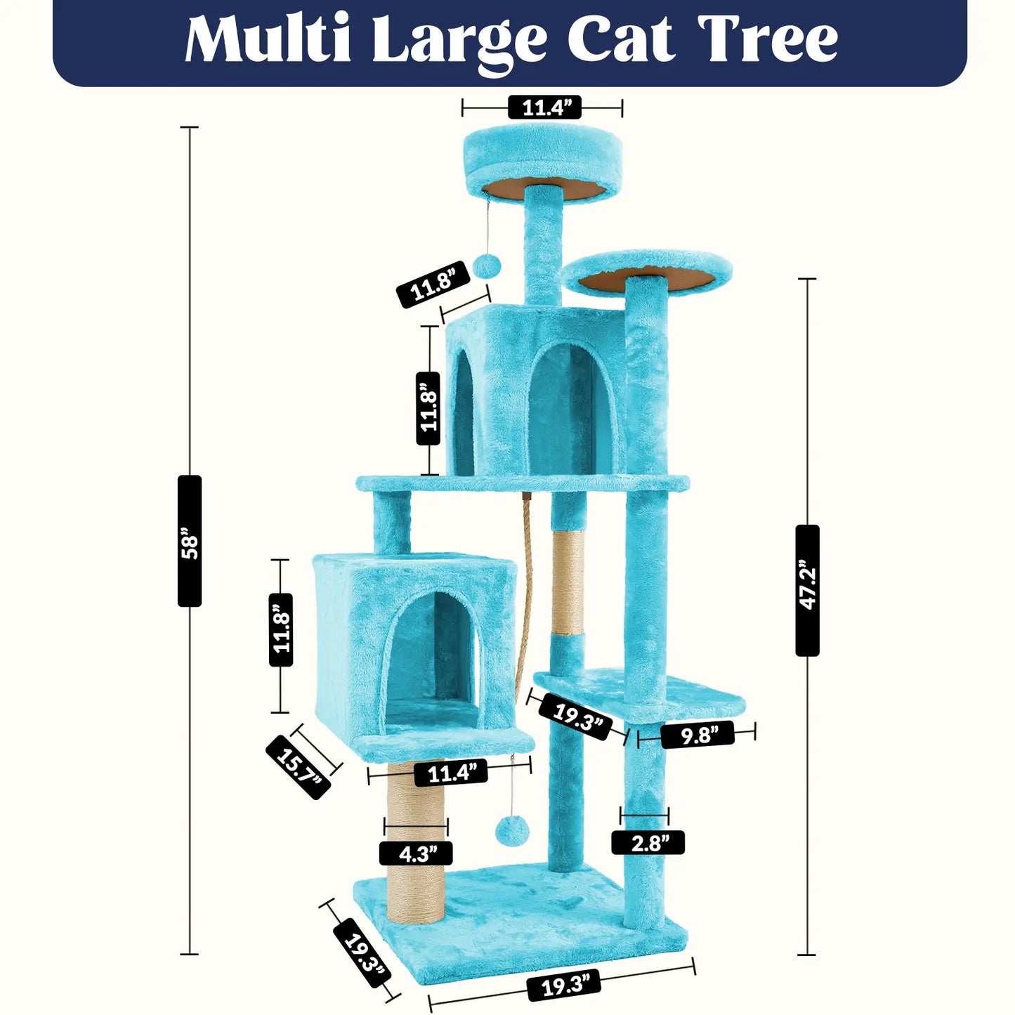 Wecharmer Indoor Cat Tree Tower with Green Leaves, Cozy Plush Cat Condo and Scratching Posts, Includes Hanging Ball, Summerwins