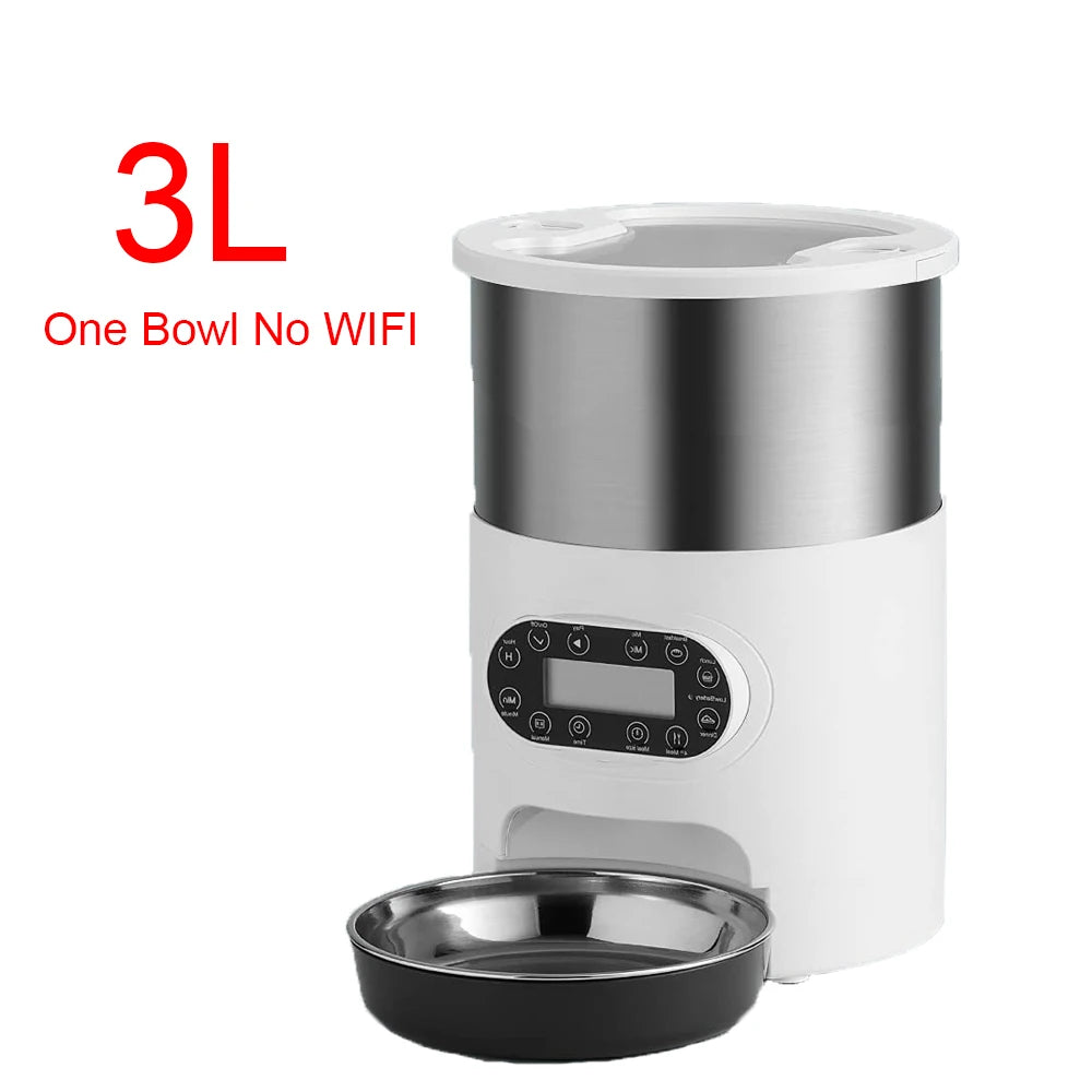 Automatic Smart Pet Feeder - Travel-Friendly Slow Feeder Dispenser for Cats and Dogs with Timed Portions