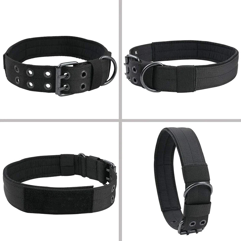 Heavy Duty 2" Wide Tactical Nylon Dog Collar for Large Breeds - K9 Military Style with Metal Buckle