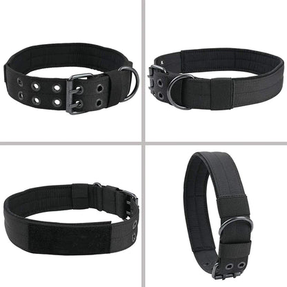 Heavy Duty 2" Wide Tactical Nylon Dog Collar for Large Breeds - K9 Military Style with Metal Buckle
