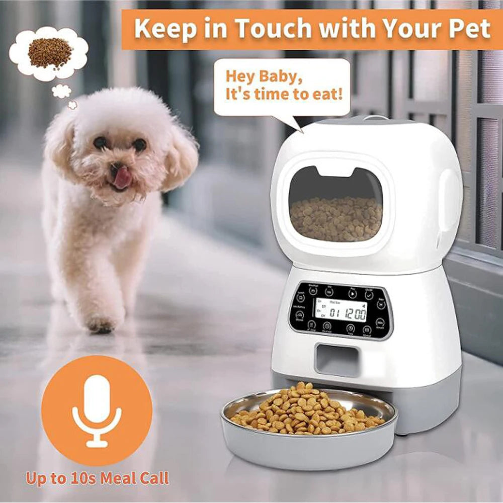 Automatic Smart Pet Feeder - Travel-Friendly Slow Feeder Dispenser for Cats and Dogs with Timed Portions