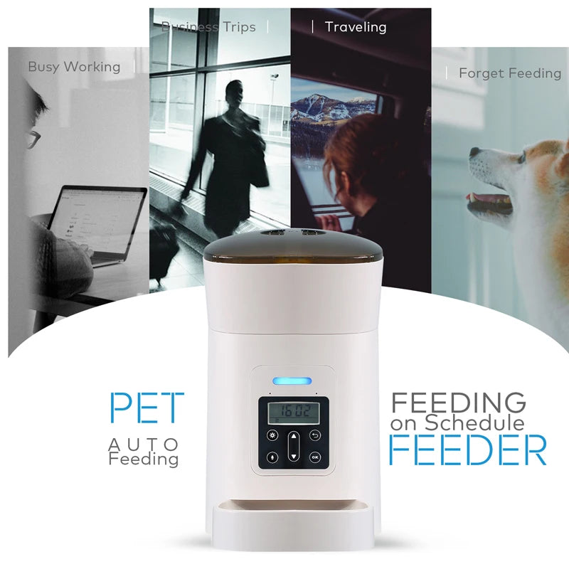 Automatic Smart Pet Feeder - Travel-Friendly Slow Feeder Dispenser for Cats and Dogs with Timed Portions