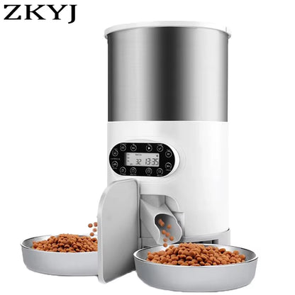 Smart Automatic Pet Feeder with Tuya WIFI - 3L & 4.5L Double Meal Dispenser for Dogs and Cats, Auto Recording & Timed Feeding Bowl