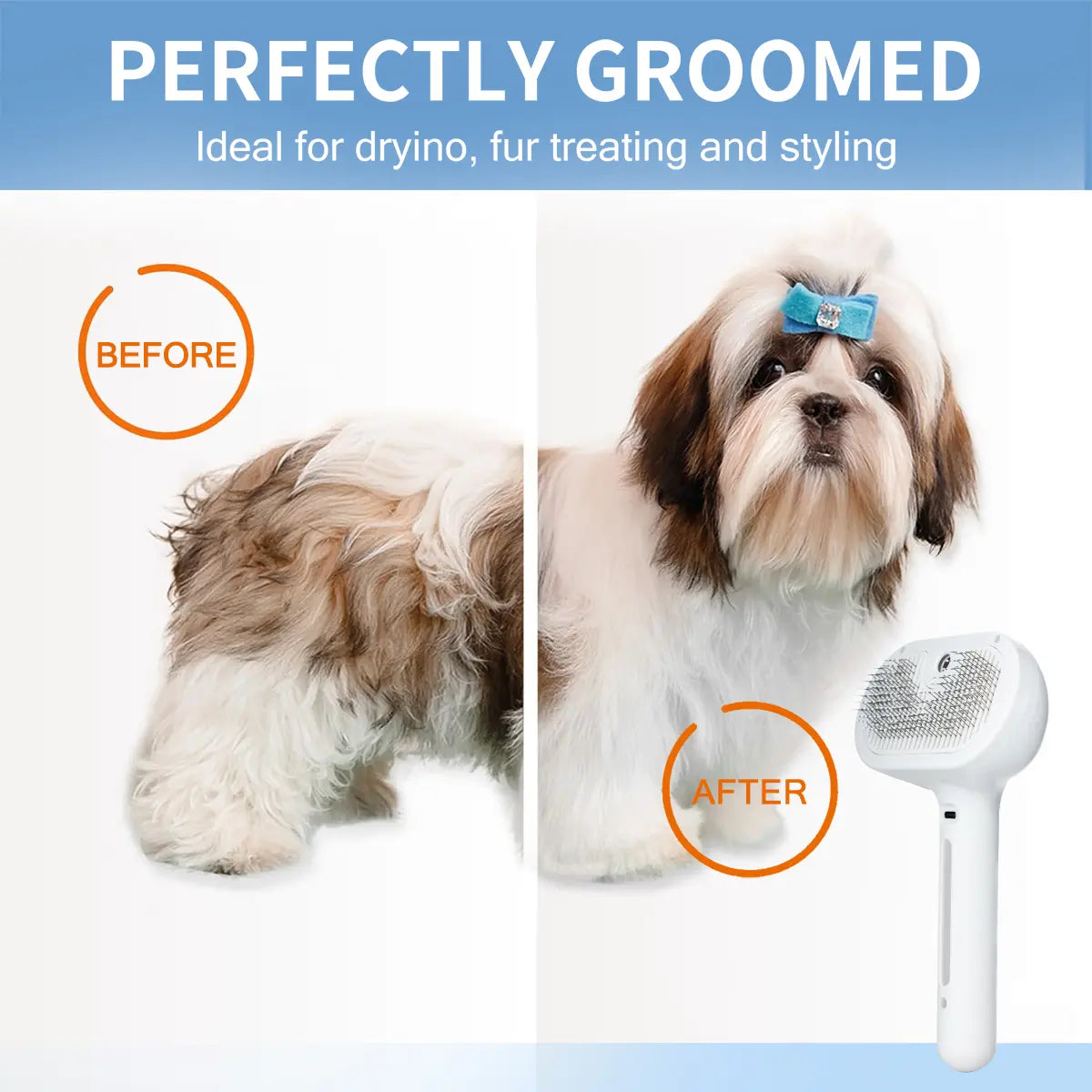 Pet Spray Hair Removal Comb, 1-Piece Pet Hair Brush, Pet Hair Cleaning Brush with Shedding Button, Cat Brush, Dog Brush, Cat and Dog Beauty and Massage Comb, Pet Supplies