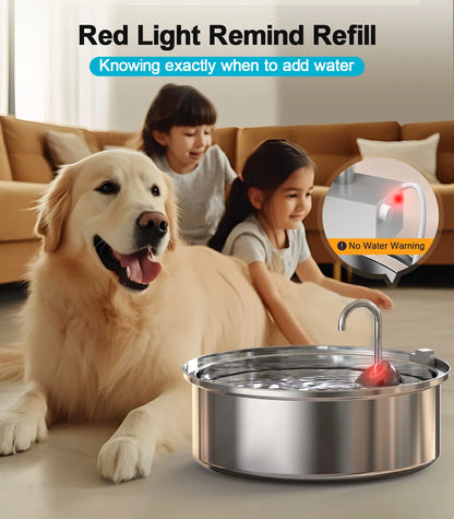 Oneisall 6L Stainless Steel Dog Water Fountain for Large Dogs, Featuring 3 Filters, Ultra Quiet Operation, and Wide Drinking Area for Multi-Pet Households