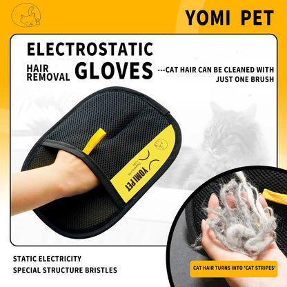YOMI PET Reusable Electrostatic Pet Hair Remover Glove for Cats and Dogs - Ideal for Furniture, Upholstery, Carpets, and Clothing