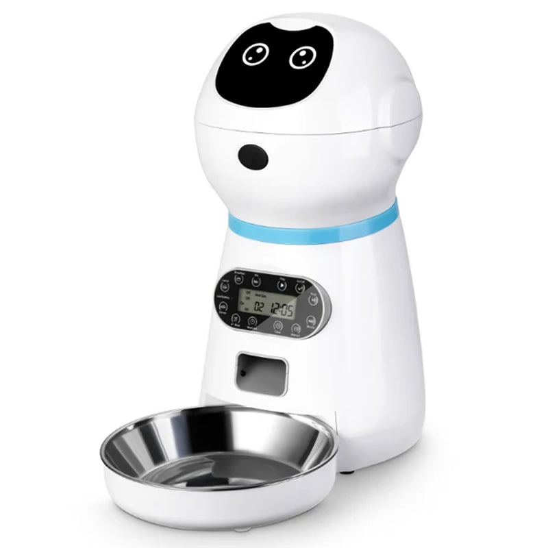 Automatic Smart Pet Feeder - Travel-Friendly Slow Feeder Dispenser for Cats and Dogs with Timed Portions