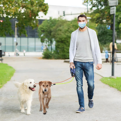 360° Dual Pet Leash - Retractable Reflective Double Dog Walking Lead with Swivel Design