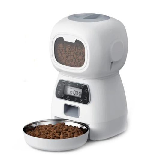 Automatic Smart Pet Feeder - Travel-Friendly Slow Feeder Dispenser for Cats and Dogs with Timed Portions
