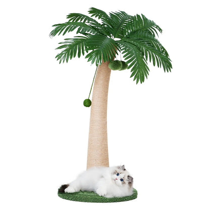 Wecharmer Indoor Cat Tree Tower with Green Leaves, Cozy Plush Cat Condo and Scratching Posts, Includes Hanging Ball, Summerwins