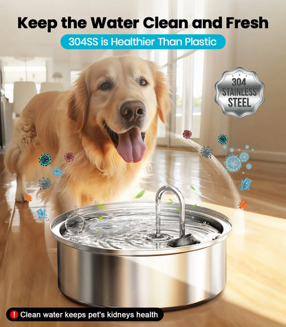 Oneisall 6L Stainless Steel Dog Water Fountain for Large Dogs, Featuring 3 Filters, Ultra Quiet Operation, and Wide Drinking Area for Multi-Pet Households