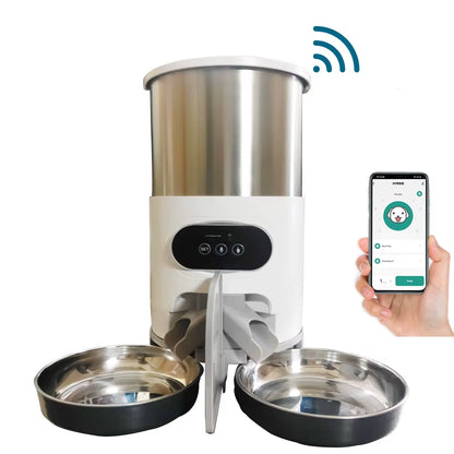 Smart Automatic Pet Feeder with Tuya WIFI - 3L & 4.5L Double Meal Dispenser for Dogs and Cats, Auto Recording & Timed Feeding Bowl