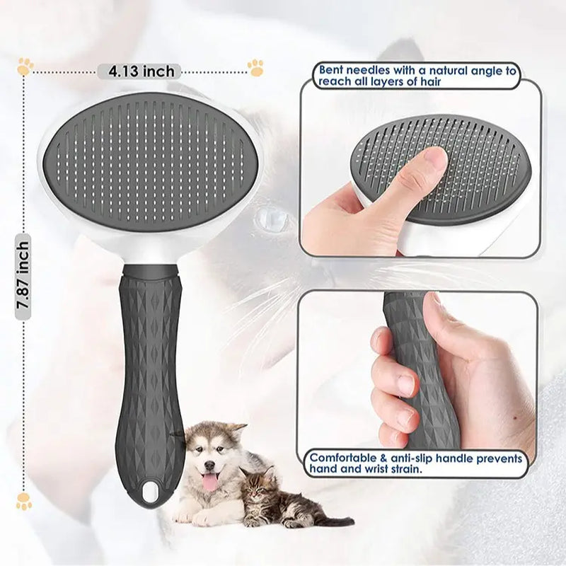 Self-Cleaning Pet Comb for Hair Removal - Slicker Brush for Cats and Dogs