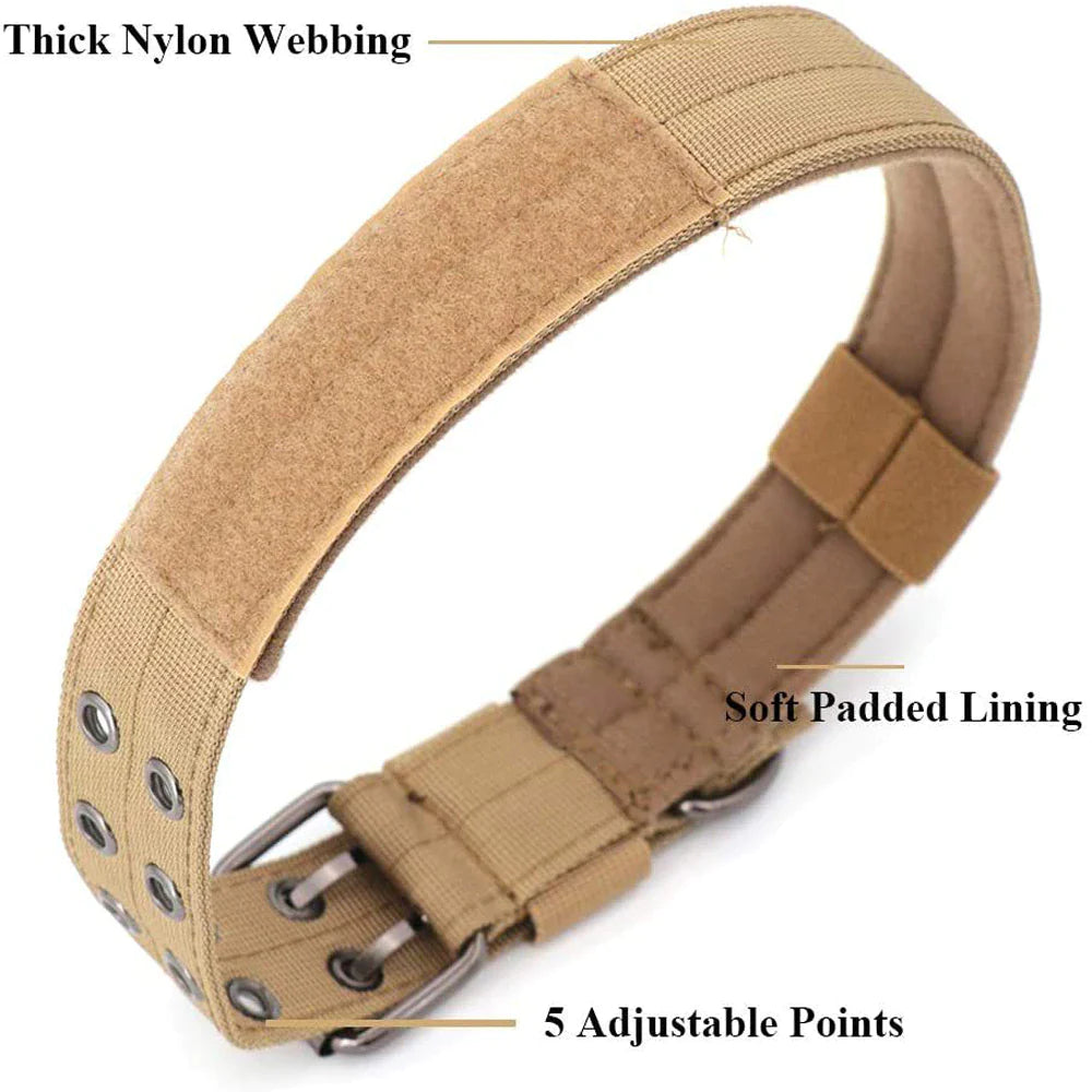 Heavy Duty 2" Wide Tactical Nylon Dog Collar for Large Breeds - K9 Military Style with Metal Buckle
