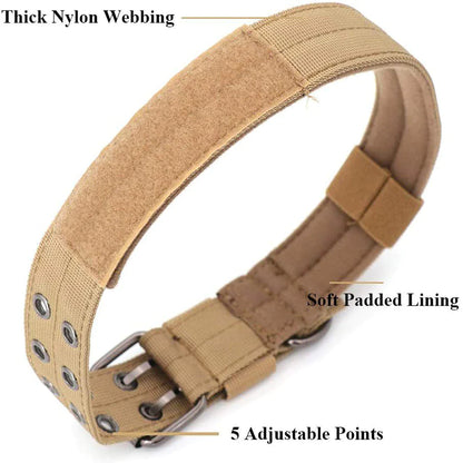 Heavy Duty 2" Wide Tactical Nylon Dog Collar for Large Breeds - K9 Military Style with Metal Buckle