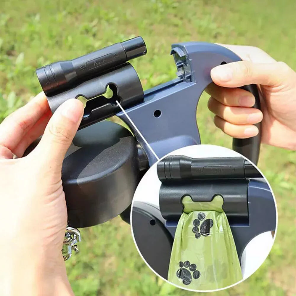 360° Dual Pet Leash - Retractable Reflective Double Dog Walking Lead with Swivel Design
