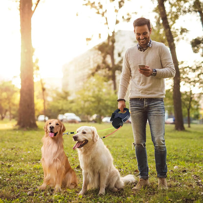 360° Dual Pet Leash - Retractable Reflective Double Dog Walking Lead with Swivel Design