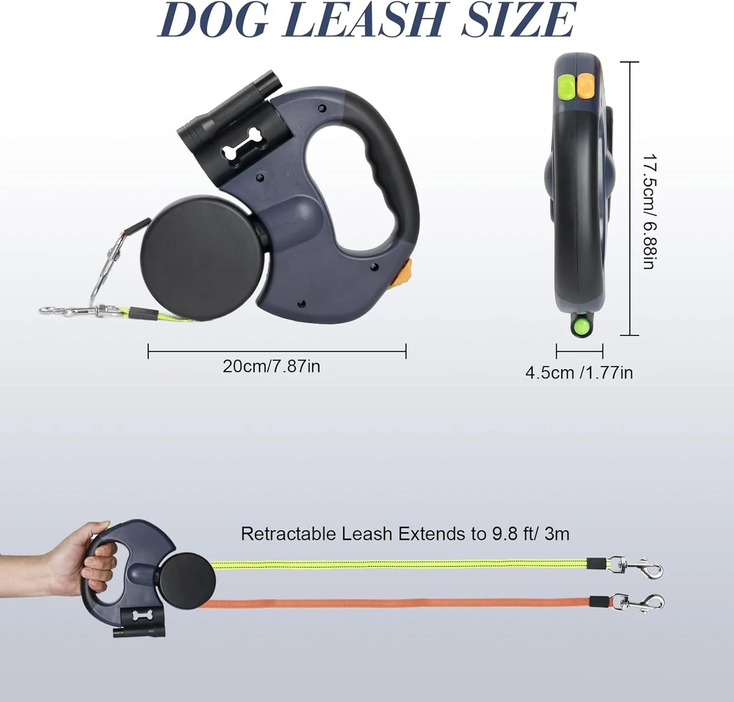 360° Dual Pet Leash - Retractable Reflective Double Dog Walking Lead with Swivel Design