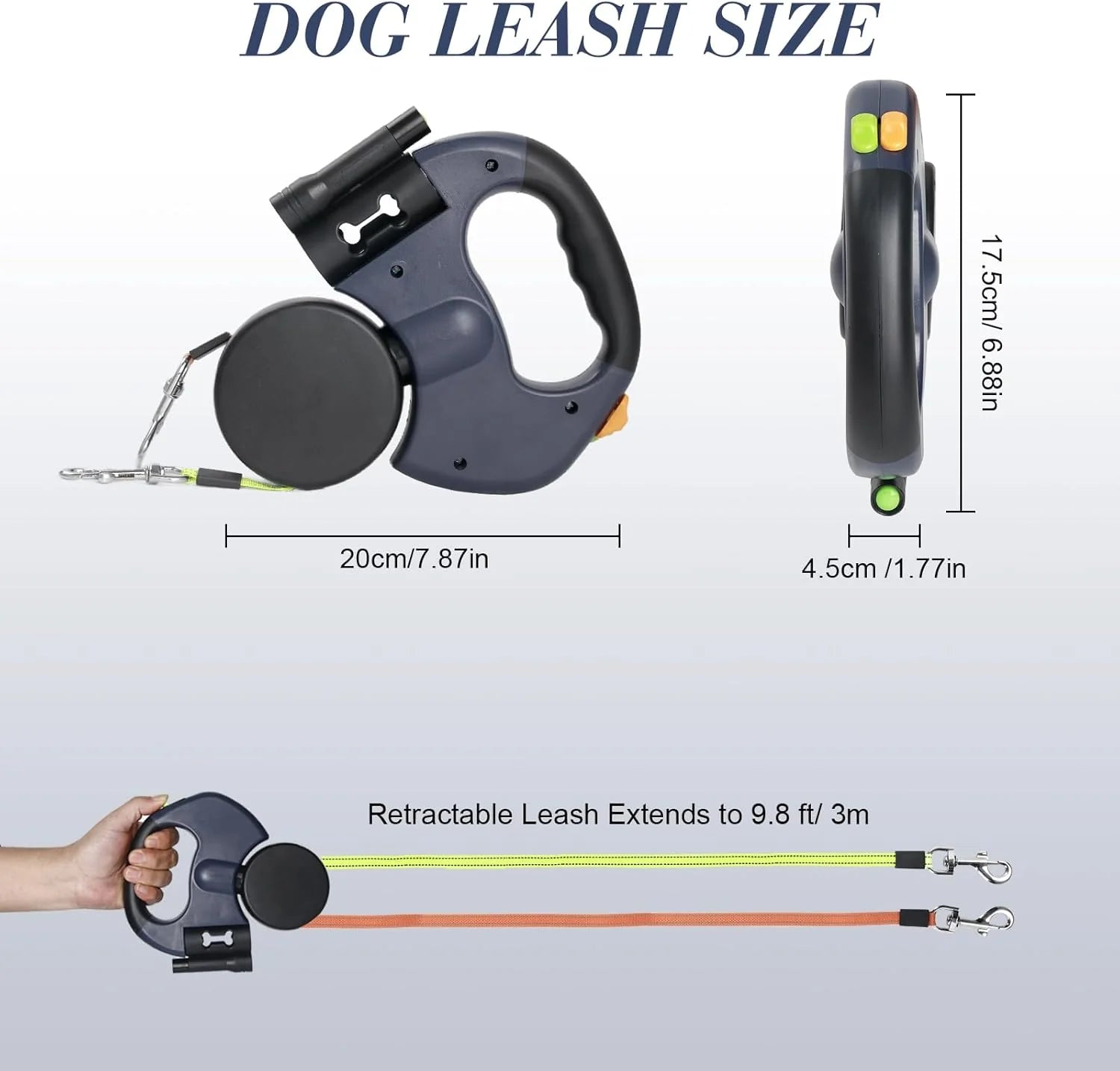 360° Dual Pet Leash - Retractable Reflective Double Dog Walking Lead with Swivel Design