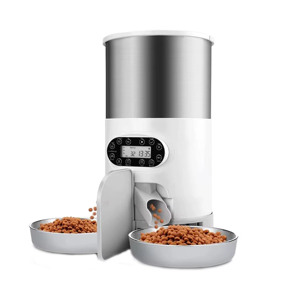 Smart Automatic Pet Feeder with Tuya WIFI - 3L & 4.5L Double Meal Dispenser for Dogs and Cats, Auto Recording & Timed Feeding Bowl
