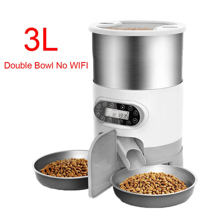 Automatic Smart Pet Feeder - Travel-Friendly Slow Feeder Dispenser for Cats and Dogs with Timed Portions