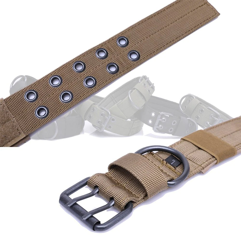 Heavy Duty 2" Wide Tactical Nylon Dog Collar for Large Breeds - K9 Military Style with Metal Buckle