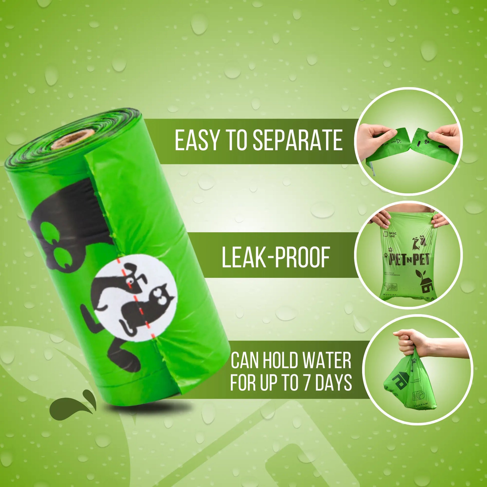PET N PET USDA Certified Biobased Dog Poop Bags - Available in 270 and 1080 Count, 60 Rolls, 9x13 Inches