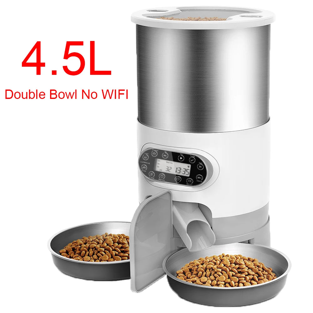 Automatic Smart Pet Feeder - Travel-Friendly Slow Feeder Dispenser for Cats and Dogs with Timed Portions