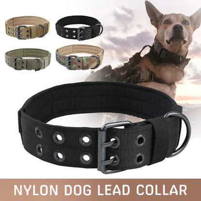 Heavy Duty 2" Wide Tactical Nylon Dog Collar for Large Breeds - K9 Military Style with Metal Buckle