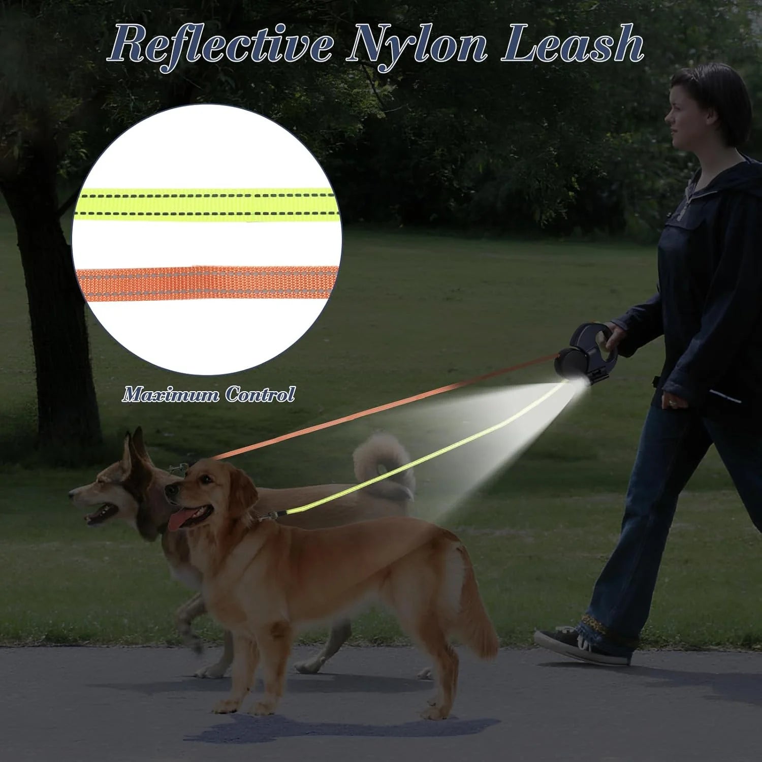 360° Dual Pet Leash - Retractable Reflective Double Dog Walking Lead with Swivel Design